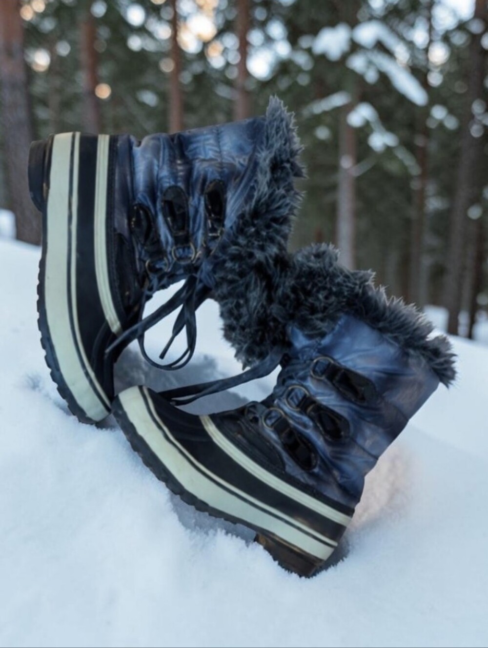 Sporto black Boots Fur Lined Winter Duck Boots Snow Weatherproof EUC Sz 6